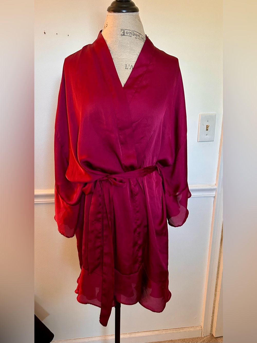 Victoria's Secret Satin Robe in Rich Berry